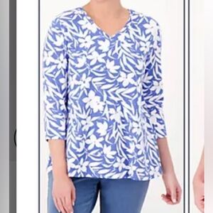 Denim & Co. Essentials Favorite Jersey Knit Top Large Marine Blue A565674